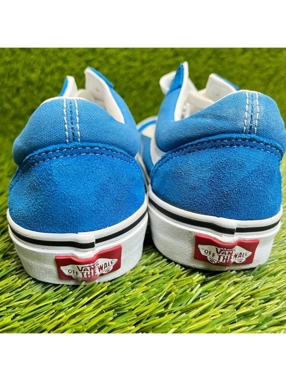 Vans Old Skool Womens Size 7.5 Blue White Athletic Skateboard Shoes Sneakers